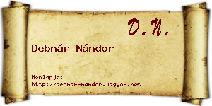Debnár Nándor névjegykártya